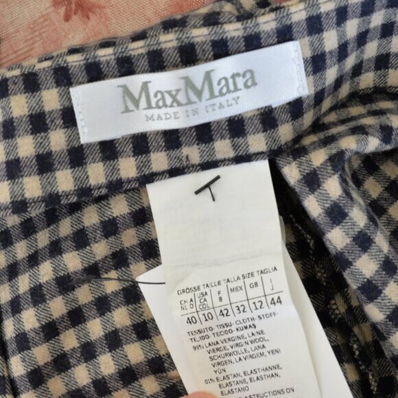 MaxMara Virgin Wool Gingham Tailored Pants Sz 8 - Picture 4 of 8